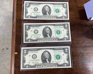 Sequential Two Dollar Bills