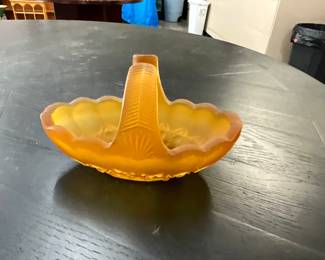 Orange Marigold Frosted Satin Glass Basket