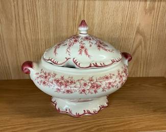 Cracker Barrel Red Floral Soup Tureen 
