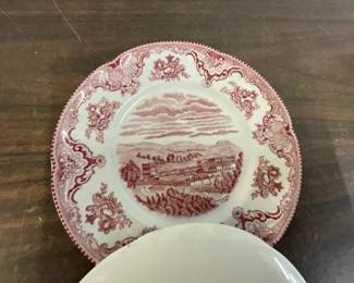 Johnson Bros Red Transferware Plates