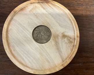 Wood Coin Display with Alaska Quarter