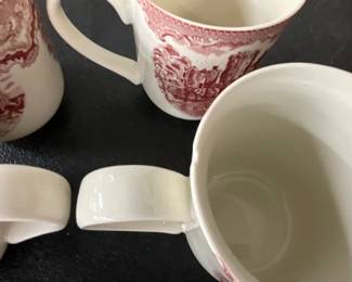 Johnson Bros Old Britain Castles Red Coffee Cups
