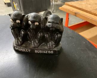 Cast Iron Three Wise Monkeys - See, Hear, Speak No Evil Figure