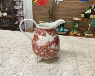 Grindley Cranberry & White Transferware Creamer