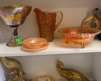 Vintage and MCM carnival glass Marigold