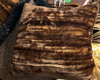 Designer Nutria pillow, pelts from France