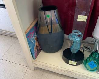 Vintage Plasma lamp and black & gold Art Glass