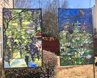 Gorgeous stained glass panels approximately 3x5’