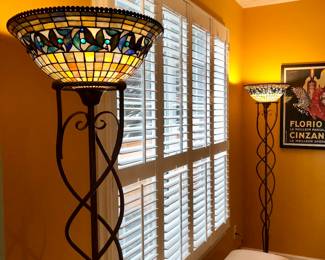 Pair of matching stained glass floor lamps