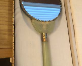Jade handle Japanese mirror