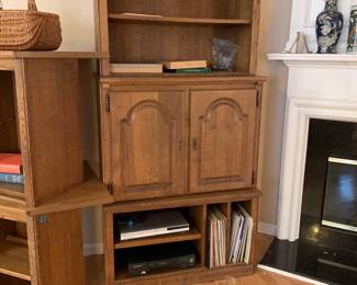 Oak storage in 3 sections matching corner table available