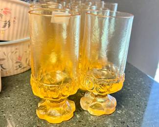 Franciscan Madeira Cornsilk Yellow Footed Iced Tea Glass set