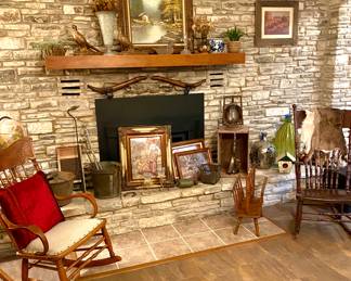 Horse Hames above fireplace are not for sale. The family is leaving them attached to the mantle. 