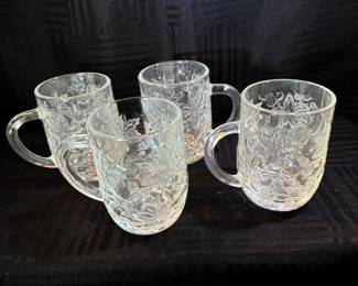 Fantasia Princess House Glass Poinsettia Crystal Mugs