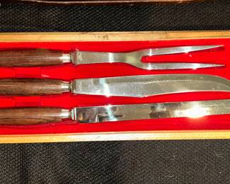 Mid-Century Modern Stainless Steel 3-Pc Carving Knife Set