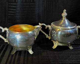 Silver Plate Creamer and Sugar