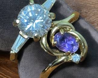 Rings Studs Amethyst  Tourmaline