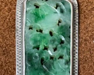 Speidel Sterling Chain Carved Stone Pendant