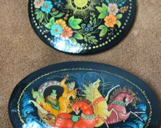 Russian Hand Painted Brooches