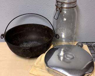 Erie 2 Cast Iron Scotch Bowl No. 780, Le Parfait Jar  Landers Frary  Clark Canteen