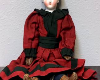 Antique Parian Doll With Leather Hands Feet