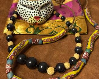 Millefiori African Trade Beads, Safari Animal Cuff More