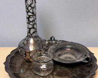 Silver Overlay Vase Other Pieces