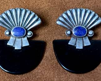 Earrings Sterling, Onyx  Lapis Earrings