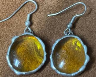 Yellow Glass Drop Earrings