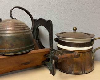 BM Douro Copper Double Boiler with Porcelain Insert, Voss No 12 Bread Slicer  Beehive Kettle