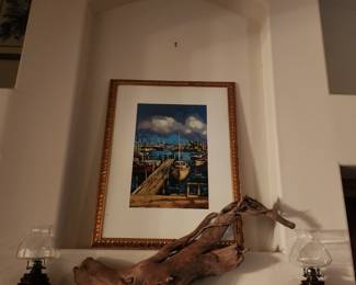 Signed oil painting, driftwood