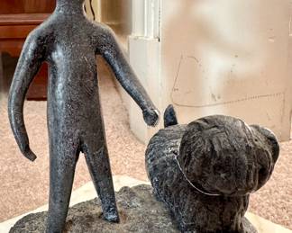 Vintage William Lattimer Metal Child with Dog Sculpture
