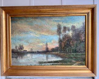 Extra large oil on canvas by L. Stephano, Korean B. 1948, Impressionist of River Scene.