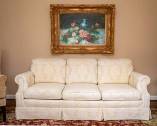 Framed Painting 4 ft x 3ft — Clayton Marcus Sofa
Couch is 7 ft wide x 34 tall back cushion x 18 high seat
