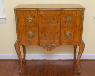 Burled Ormulu Cabinet Chest x 33 wide x 15 deep x 34 tall x 34 wide at the knees