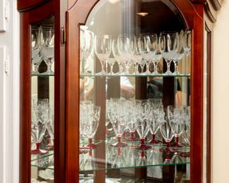 (Same item as previous photo) China Cabinet in kitchen by Philip Reinisch Company
78 tall x 35 wide corner to corner x 24.5 each side from corner