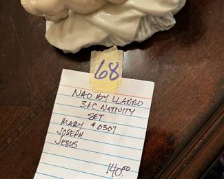 	
#69	nao by Lladro 3 pc Nativity Set Mary #0307 Joseph Jesus	 $140.00 			
