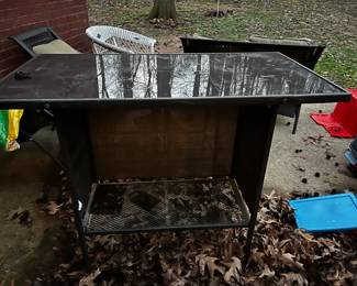 #317	Patio	bar with metal and wicker glass top 2 bar stools	 $100.00 			
