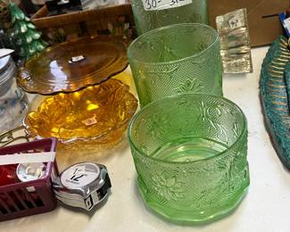 #137	3 pc Green depression Glass Set	 $30.00 			
