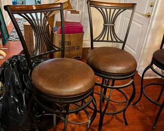 #152	Set of 2 Swivel Bar Stools w/metal Back - 29" Tall	 $50.00 			
#153	Single Swivel Bar Stool 29" tall	 $25.00 			
