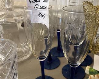 #111	Set of 8 Cobalt Blue Stemmed Wine Glasses 	 $25.00 			
