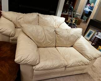 #11	white leather love seat 66 w	 $225.00 			
#12	white leather sofa with 2 cushion 82 long	 $300.00 			
