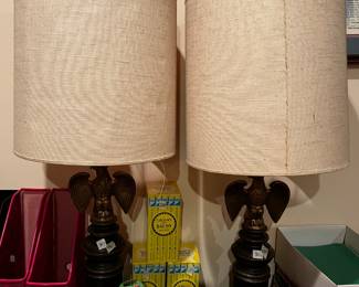 #287	(2) eagle lamps Heavy metal 	 $60.00 			
