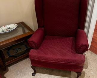 #13	best chair burgundy wing back chair as is finish	 $45.00 			
