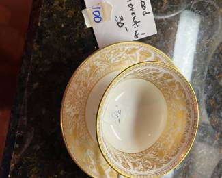 #100	Wedgewood gold Florentin cup saucer	 $30.00 			

