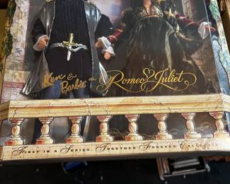 #240	Mattel Romeo and Juliet ken and barbie dolls 	 $25.00 			
#212	Ken Barbie Romeo Juliet dolls as is missing top	 $20.00 			
