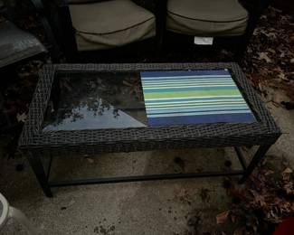 #315	Patio	wicker glass coffee table 	 $30.00 			
