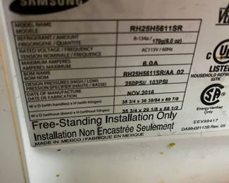 #19	Samsung RH25H56113 SXS 25 cu stainless frig as is broken shelf on door not clean	 $125.00 			
