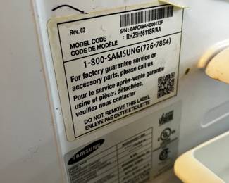 #19	Samsung RH25H56113 SXS 25 cu stainless frig as is broken shelf on door not clean	 $125.00 			
