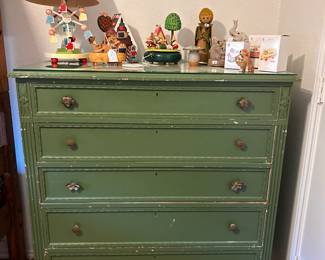 hand painted green chest of drawers
